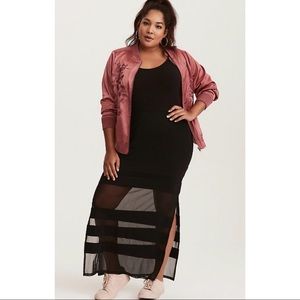 TORRID Plus Size Mesh Inset Side Ponte Maxi Skirt
